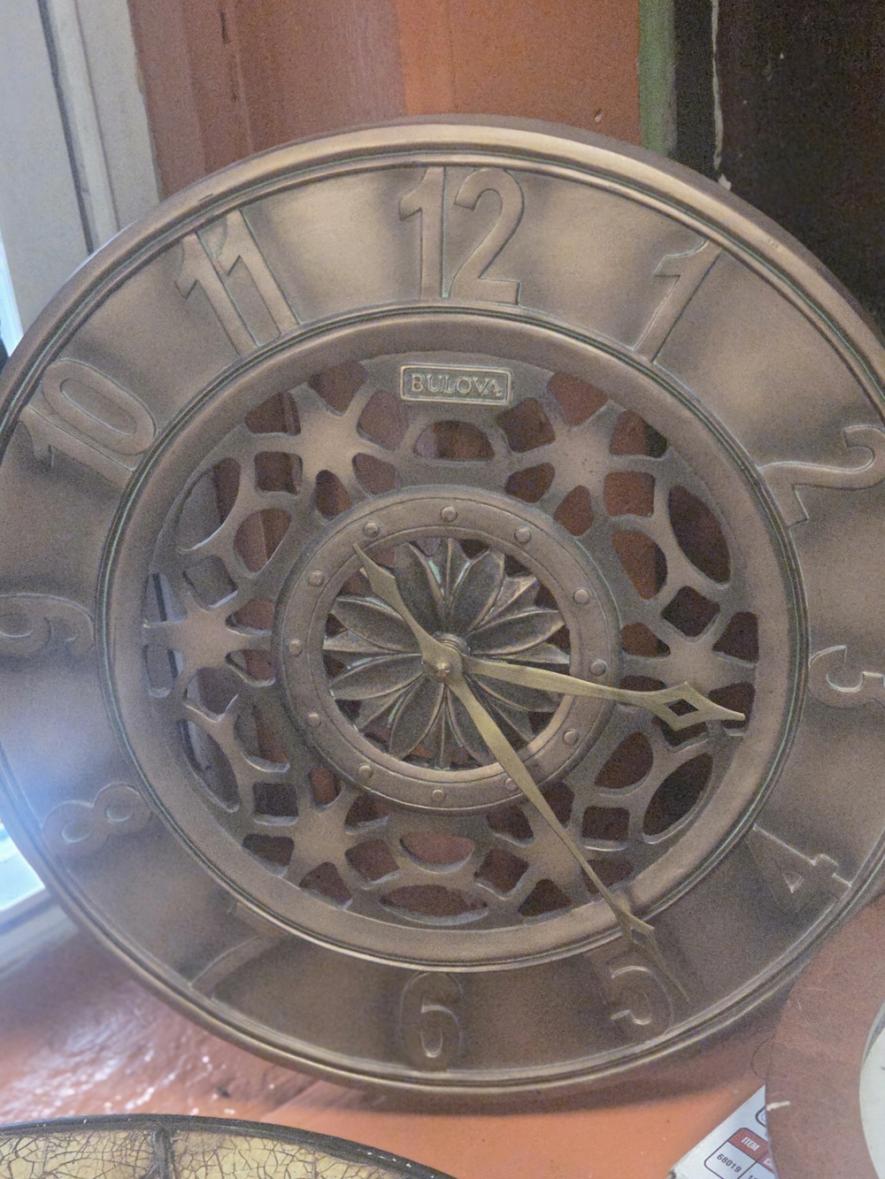 Bulova Bronze and Gold Decorative Openwork Wall Clock "GARDENER" C4853